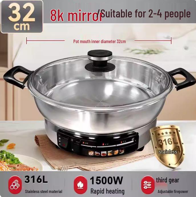 Sartén Eléctrica Multifunción y Plancha CUKO con Tapa de Acero Inoxidable