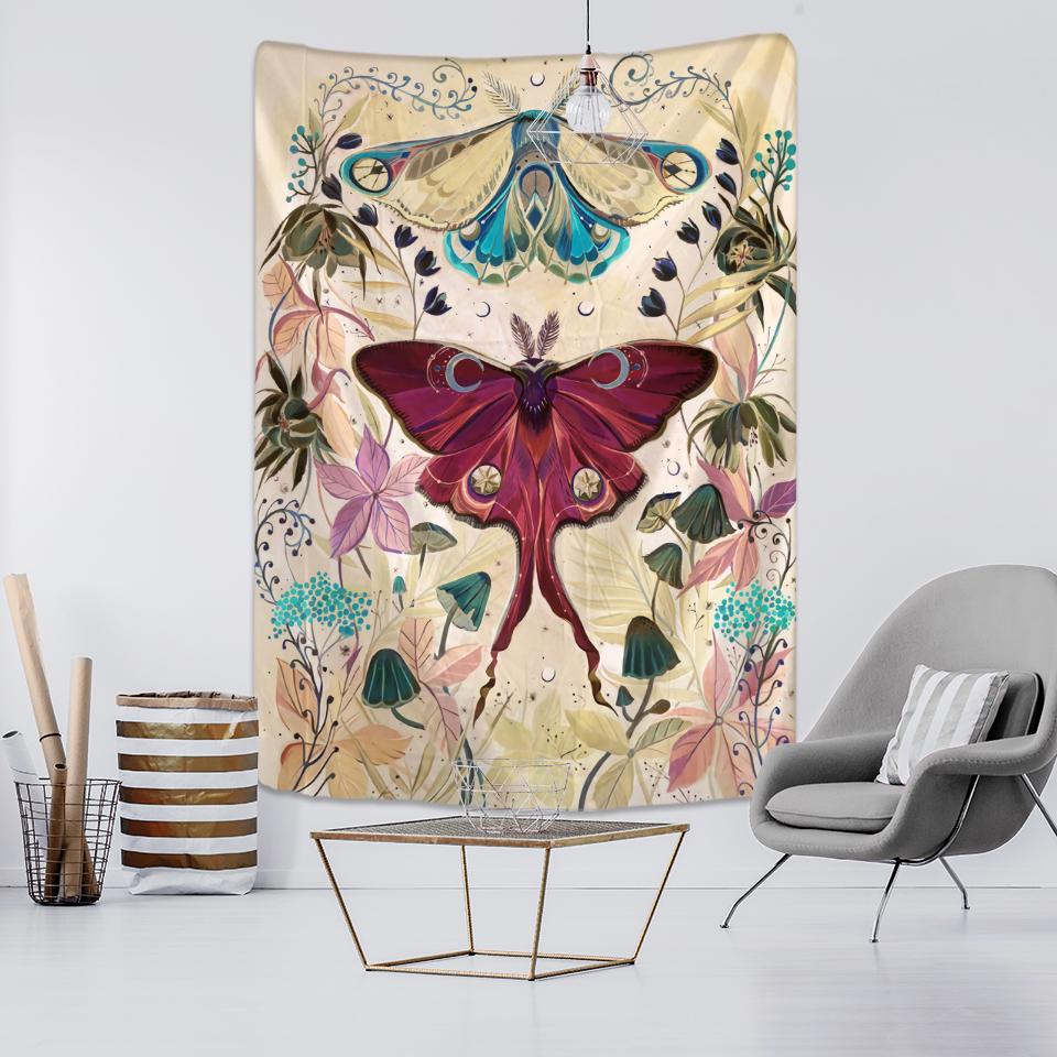 Nordic Psychedelic Butterfly Tapestry Wall Hanging Bohemian Hippie Witchcraft Tarot Science Fiction Room Home Decor