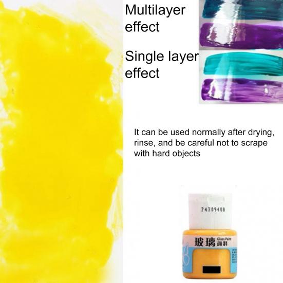20ml Safe Healthy Glass Paint Vibrant Color Siliceous Glass-Color Paint Wine Bottle Ceramic Glass Pigment