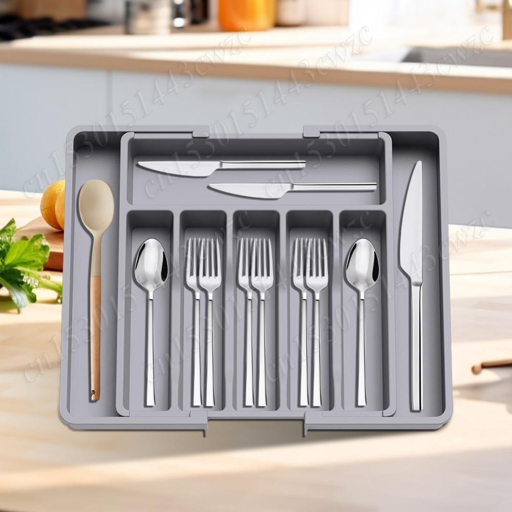 Expandable Silverware Drawer Organizer Tableware Organizer Adjustable Cutlery and Flatware Tray Kitchen Utensil Organizer Gadget