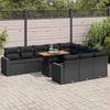 VidaXL Garden Lounge Set 11 Pcs with Cushions Black Wicker, Outdoor Sofa Set, Patio Furniture Set, Set 3327086