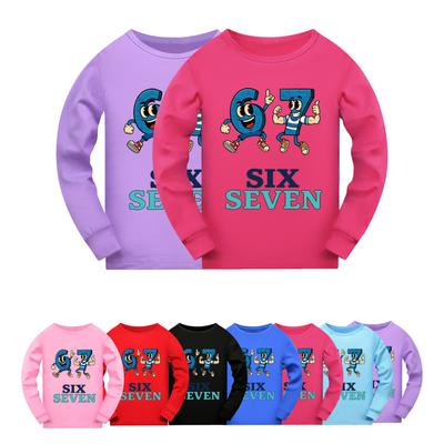5225  Kids Boys Girls Steal a Brainrot 67 Six Seven Print Long Sleeves T-Shirt