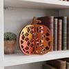 Decorative Wooden Pumpkin Figures Thanksgiving Decor, Vintage Striped Hollow Carved Ornament Rustic Fall Home Decor for Party, Table Centerpiece,