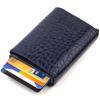 Kartenetui für Herren, dreifach faltbar mit automatischem Mechanismus, aus echtem Leder mit Krokodilprägung CANPELLINI 21935 Blau