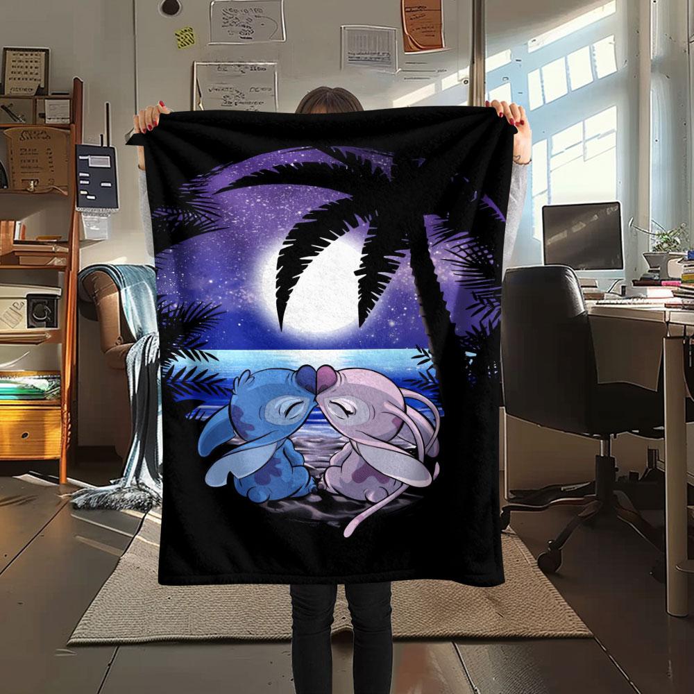 Stitch Cartoon printing Flannel Blanket Bedroom Sofa Camping Warm blanket Gifts for family and friends-MJ016