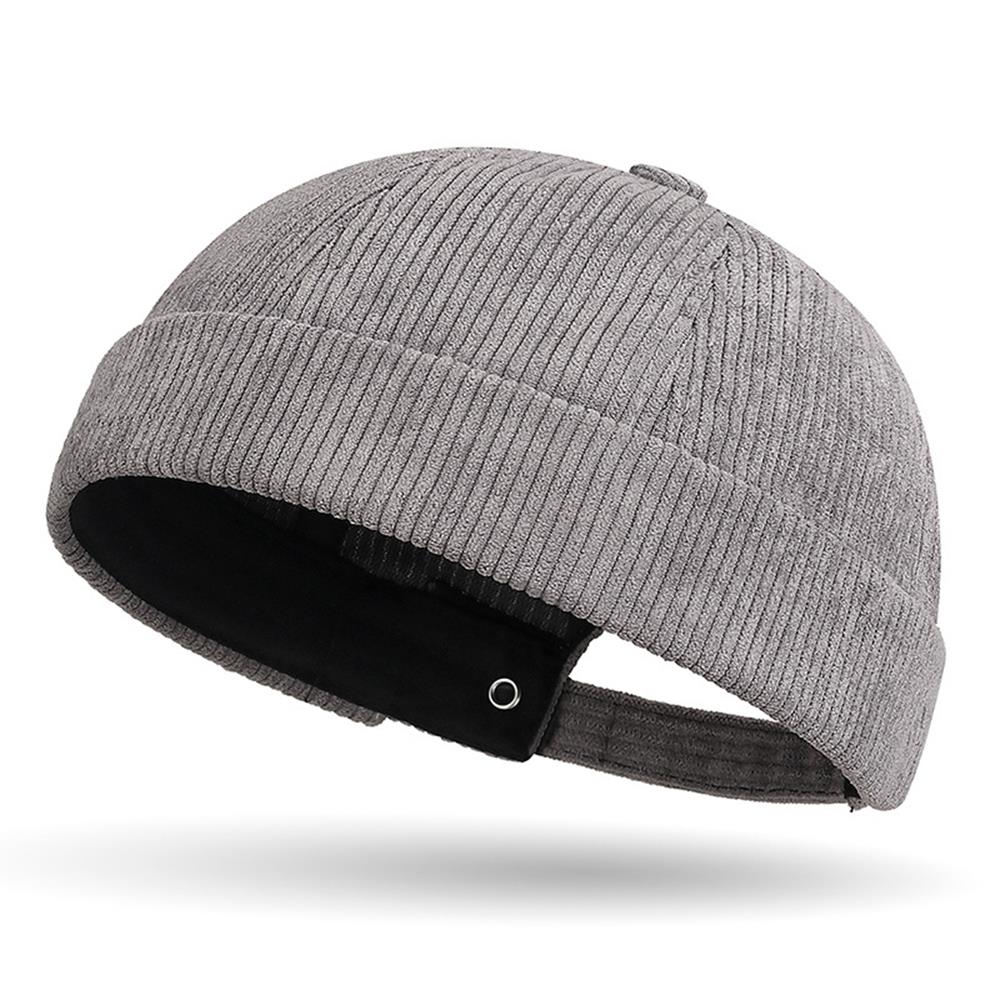 Corduroy Brimless Cap for Men Women Adjustable Landlord Hat Retro Beanie Docker Caps Unisex Hip Hop Hats Streetwear Melon Hat