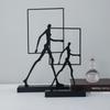 Metal Handicraft Abstract Wrought Iron Figures Square Frame Walking People Portrait Cropping Home Decoration Accessories