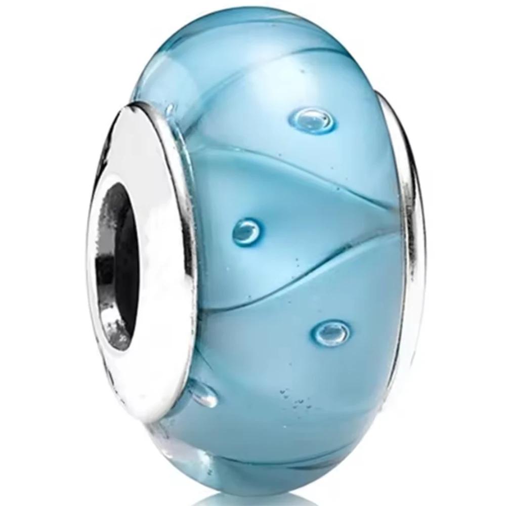 New Original Copper Murano Glass Flower And Leaf Cosmic Rainbow Charm Beads For Bracelet Diy Women Jewelry Gift