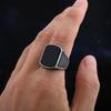 Simple Fashion Stainless Steel with Black Agate Stone Rings for Men Women High Quality Wedding Jewelry Gifts Dropshipping