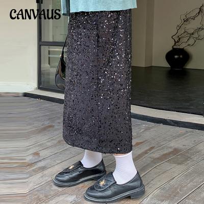 Plus Size Women's Sequin Half Skirt Women A Word Package Hip Skirt Autumn High Waist Half-body Skirt