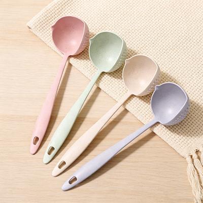 Silicone World 2 In 1 Soup Spoon Long Handle Kitchen Home Strainer Cooking Colander Kitchen Scoop Plastic Tableware Colander