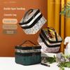 Women's Large PU Leather Double-Layer Makeup and Toiletry Bag - Portable & Multifunctional Lipstick Storage