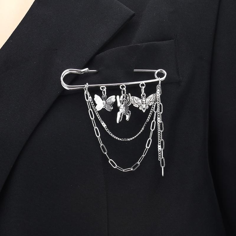Modern Chain Lapel Pin Ornament Statement Style Badge Chain Pendant Brooches