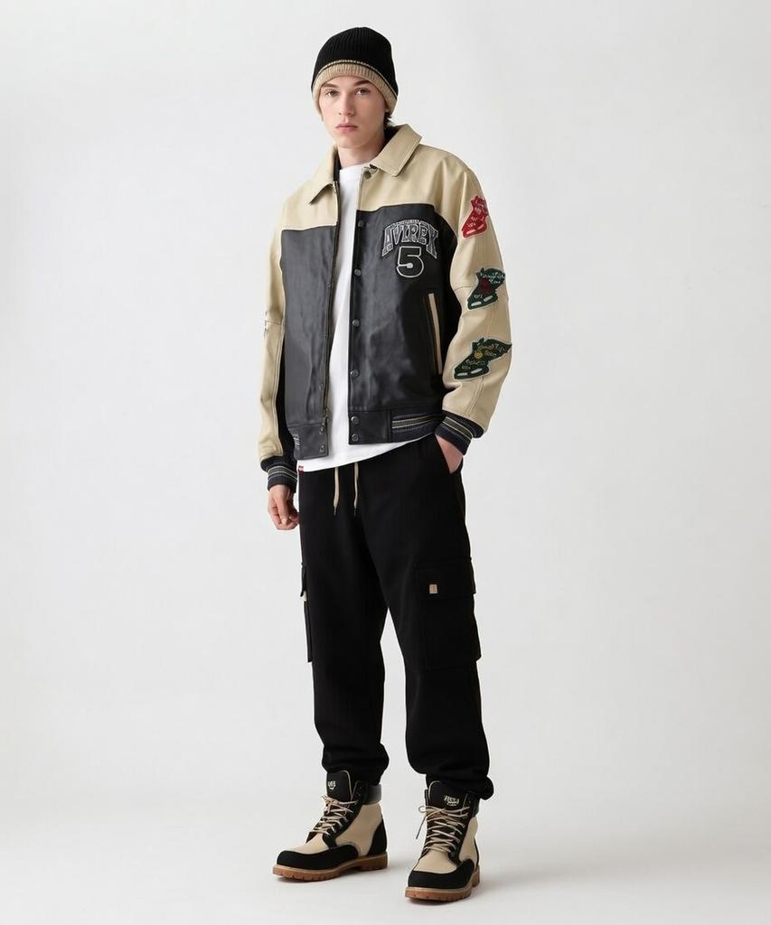 Avirex Leather Stadium Jacket / 7833950013 Black