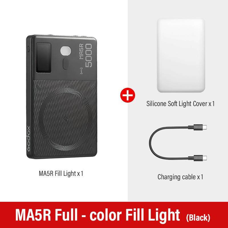 

Godox MA5R полноцветный светодиодный RGB-светильник 1800K до 10000K RGB магнитный сверхтонкий беспроводной внешний аккумулятор для фотографии чёрный