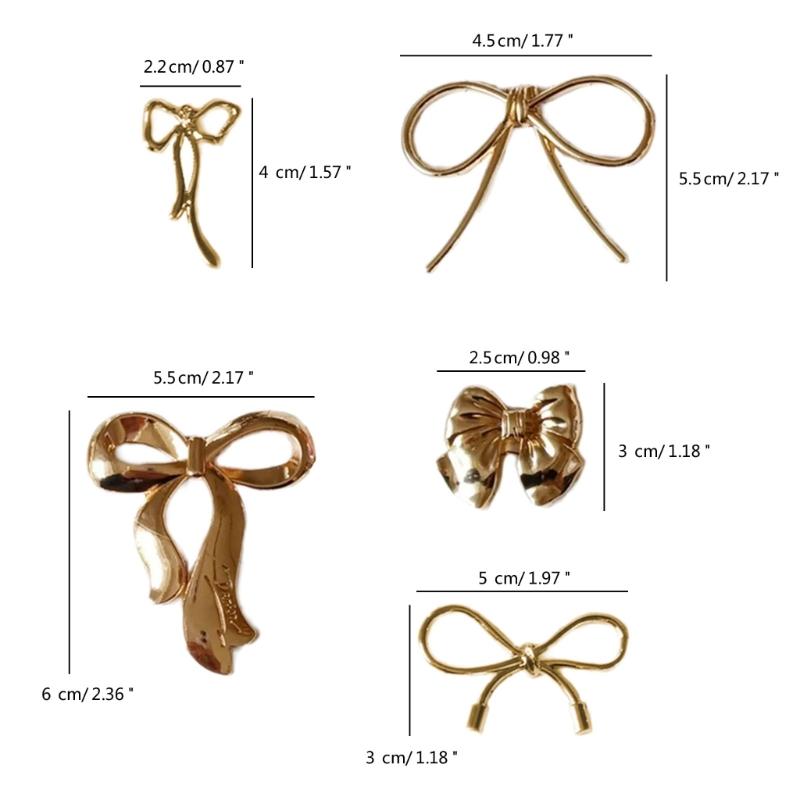 Elegant Gold/Silver Bowknot Adornment Stylish Craft Accessory Metal Butterfly Knots for DIY Crafts and Phone Decoration