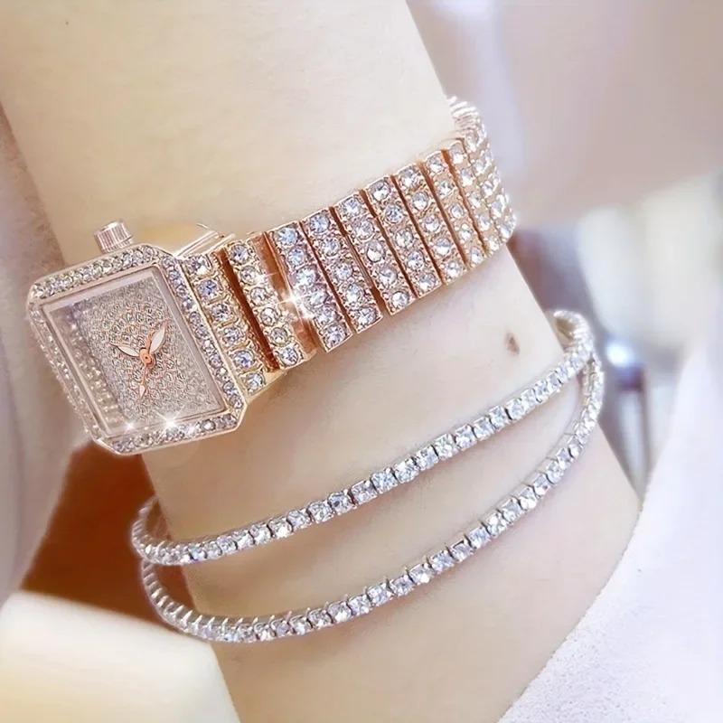 New Women Watches Brand Luxury Gold Bracelet Watch Women Quartz Watches Rhinestone Ladies Wristwatches Clock Relogio Feminino