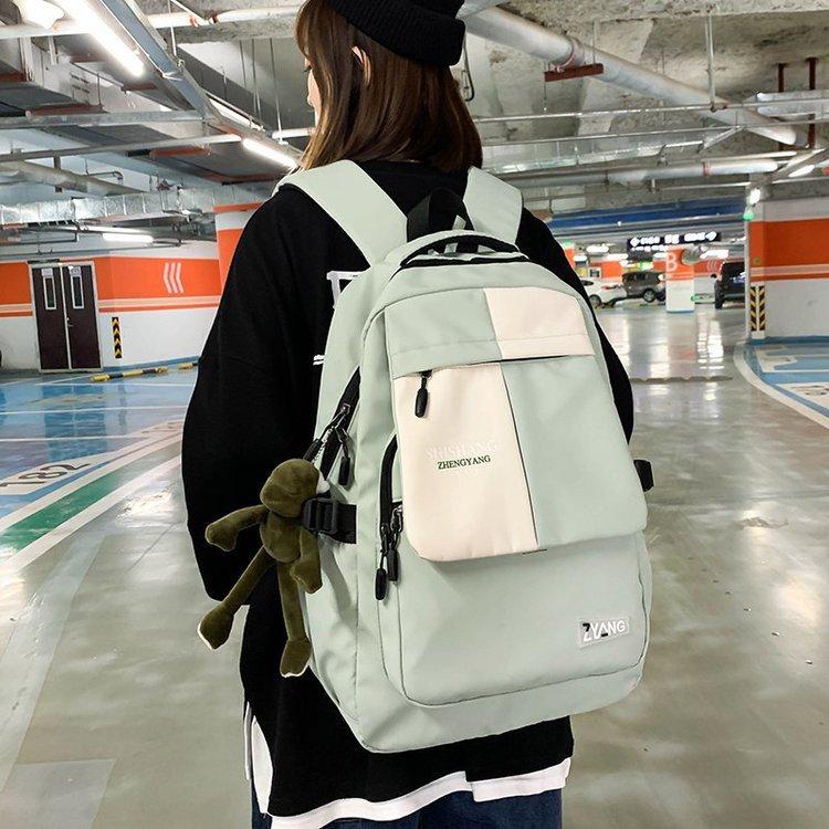 Schoolbag couple schoolbag male new Korean version Harajuku contrasting color double backpack female high school college student casual double