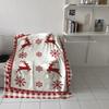 Christmas Snowflake Elk Plaid Throw Blanket for Sofa Christmas Decoration Bedspread Portable Microfiber Flannel Blanket