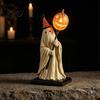 Lustige Halloween-Party-Dekoration, beleuchtete Geisterfigur mit Fernbedienung, Vintage-Harzstatue, leuchtender Kürbis, mysteriöse Feiertagsatmosphäre, Geschenk
