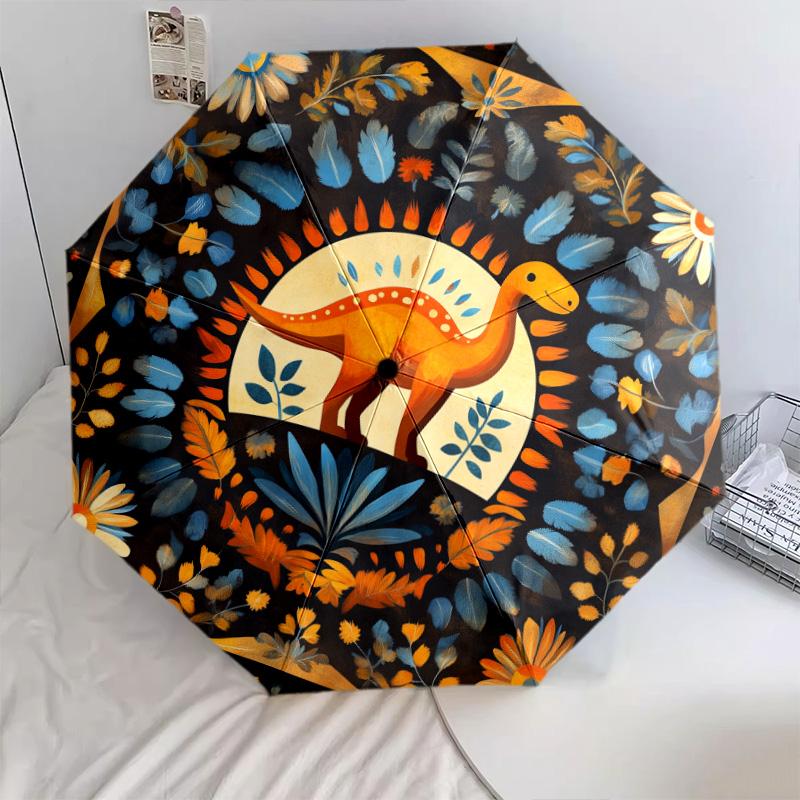 Retro Art  pattern, automatic folding umbrella, portable and foldable design, 8 ribs, a Christmas or birthday gift.