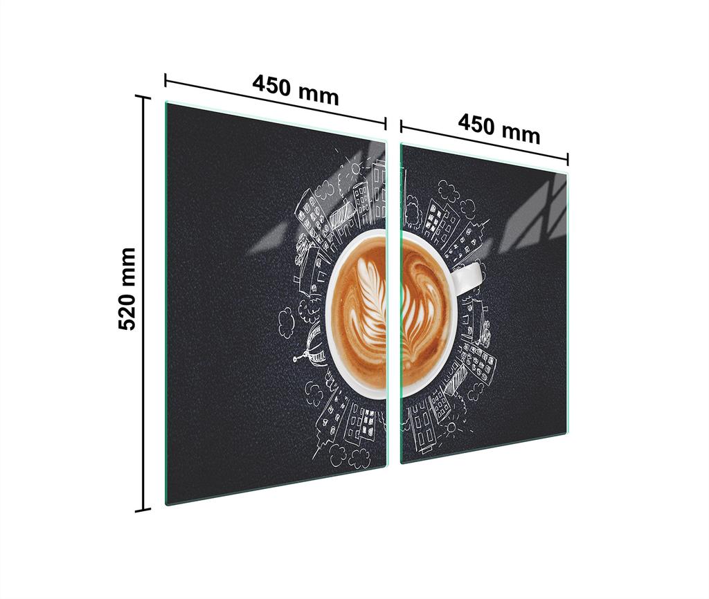Glass protective plate for the stove 2x45x52 Coffee