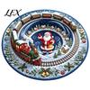 Indoor Decorative Floor Covering Round 3D Christmas Rug, Vortex Optical Illusion Area Santa Snowman Staircase Low Profile Fireplace Mat Depth Pattern,