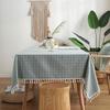 Polyester Jacquard Imitation Baumwolle und Leinen Kleinkariert Fransen Spitze Geometrisch Rechteckig Esstisch Couchtisch Tischdecke Tischdecke