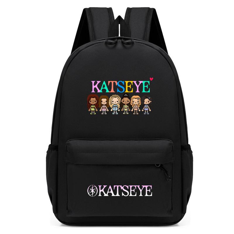 60123-18 Zaino Stampato KATSEYE Cartone Animato Zaino Impermeabile Scolastico per Studenti