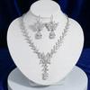 Cross-Border Fashion Zircon Earrings & Necklace Set - White Butterfly Jewelry with Flowing Chain