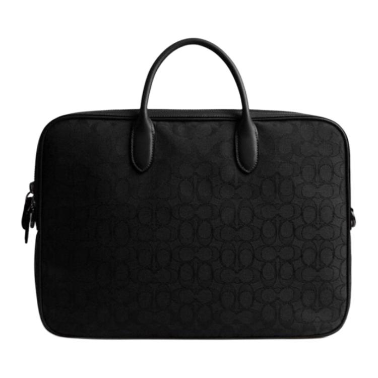 Coach Theo 40 Classic Logo Monogram Fabric Briefcase Large Men Briefcase Black CAK97-BLK