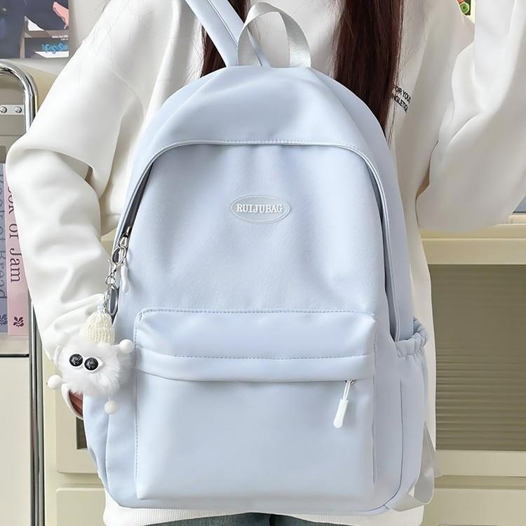 Schoolbag Korean Version of Female Ins Solid Color High Value Simple Casual Fashion Versatile Schoolbag Junior High School Student Backpack