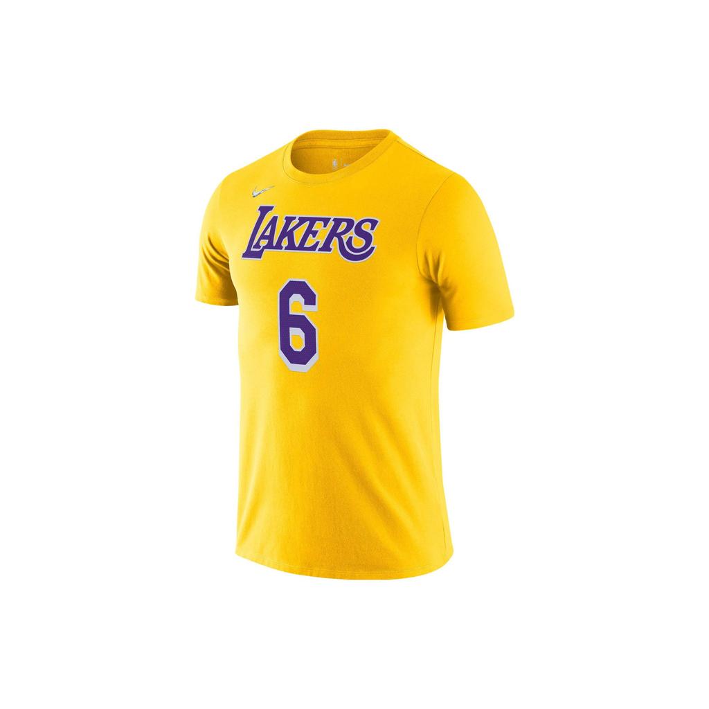 Nike Camiseta de Baloncesto de Manga Corta y Cuello Redondo con Estampado del Logotipo de Jugador de la NBA en la Pista Hombres tops Amarillo DD6665-731