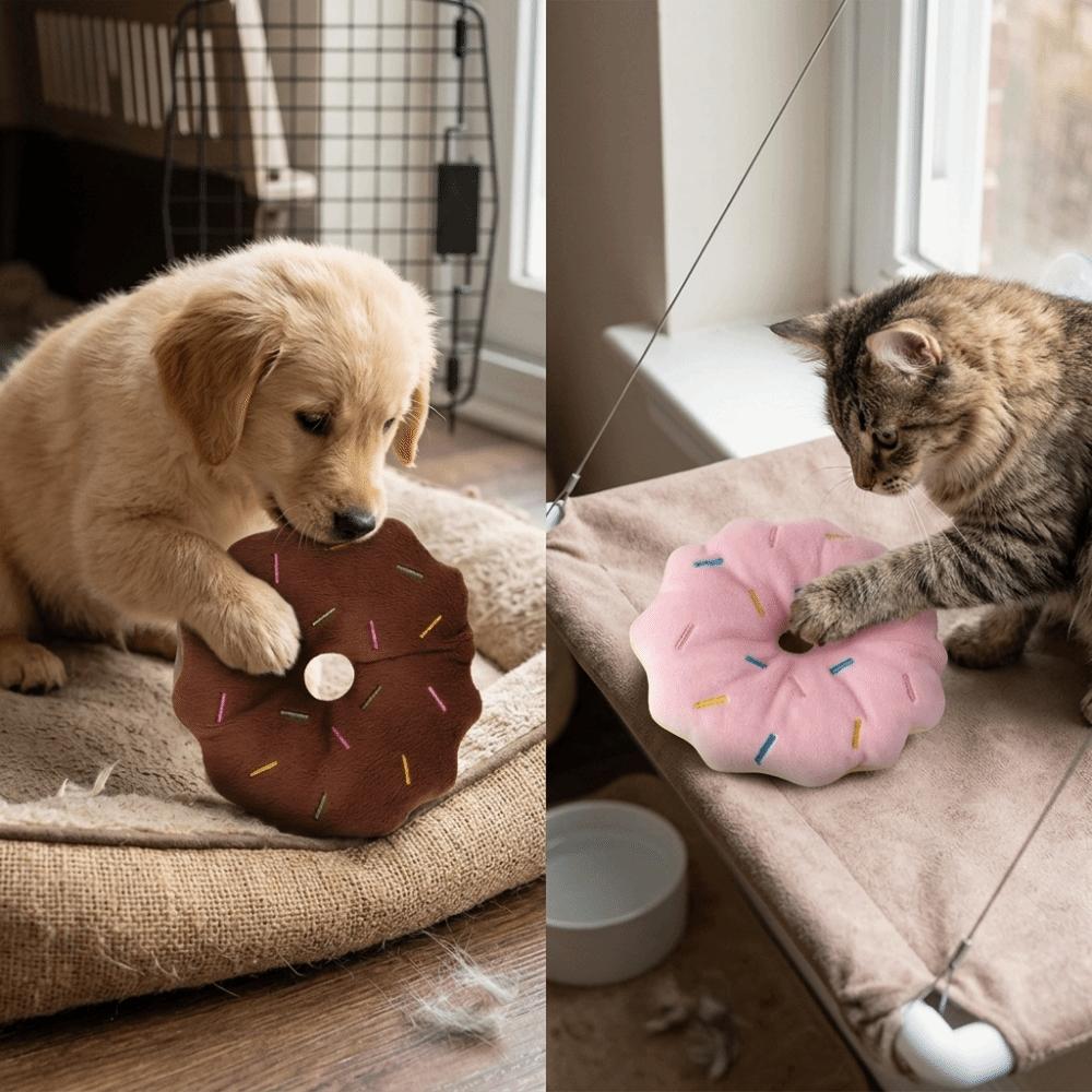 Bite Resist Texture Dog Chew Ring Plush Surface Cartoon Stuffed Toy Puppy Teething Use