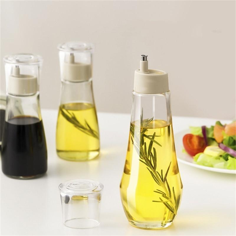 Efficient Oil Dispenser with Controlled Pour Spout Portable Glass and Steel Oil Bottle Dispenser for Kitchen
