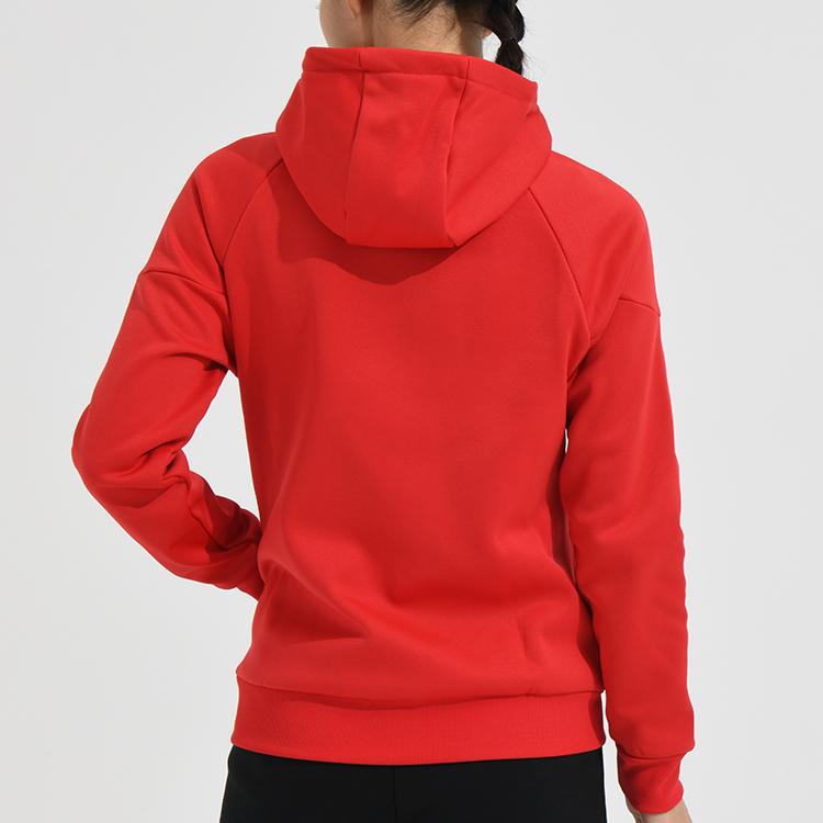 Li Ning Badminton Series Solid Color Printed Logo Zipper Hoodie Fleece Long Sleeve Sweatshirt Women Sweatshirt Crimson-Red AWDSA04-3