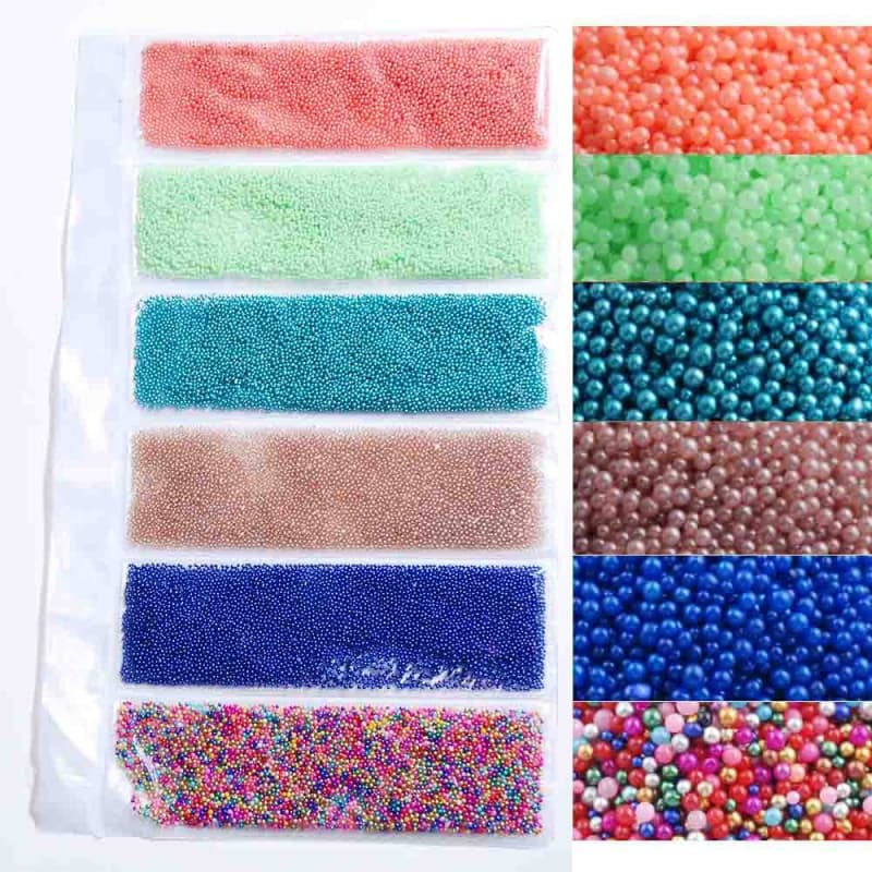 Various Colors Elf Beads Nail Accessories Nail Micro Beads Nail Decor 6-Piece Pack Women