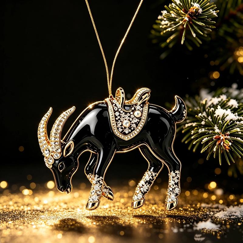 Christmas Tree Hanging Ornament Chinese Zodiac Goat Acrylic Pendant for Home Winter Holiday New Year Party Decor Gift