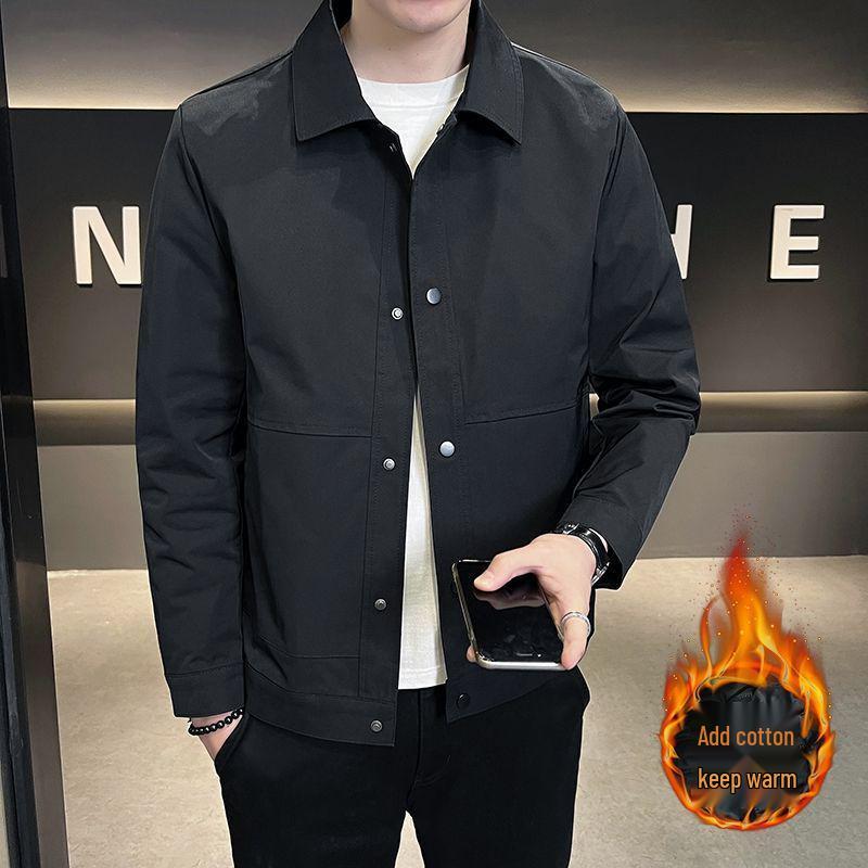 Men's Slim Fit Cotton Jacket - Stylish, Warm, Versatile, Turn-Down Collar for Autumn and Winter