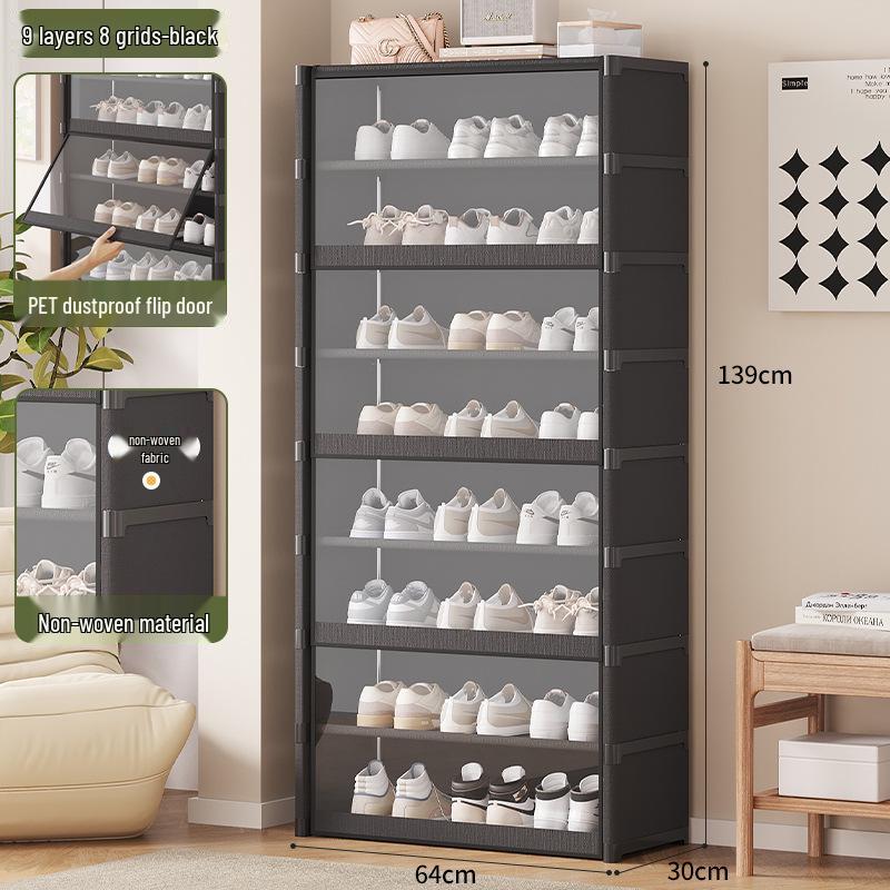 Sturdy Multi-layer Shoe Rack with Dustproof Transparent Shelves, Ideal for Home or Dorm.