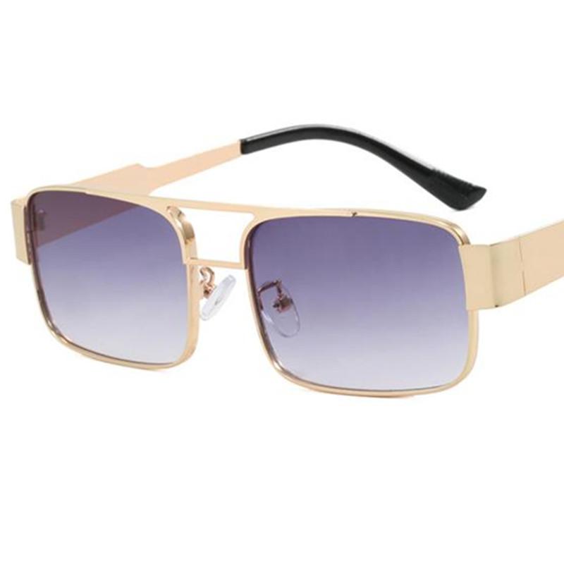 Fashion Sun Glasses Unisex Anti-UV Spectacles Rectangle Google Alloy Frame Eyeglasses Double Beam Sunglasses