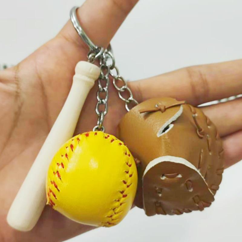 Creative Baseball Keychain Bag Pendant Set - Fashionable Three-Piece Couple Gift & Ornament