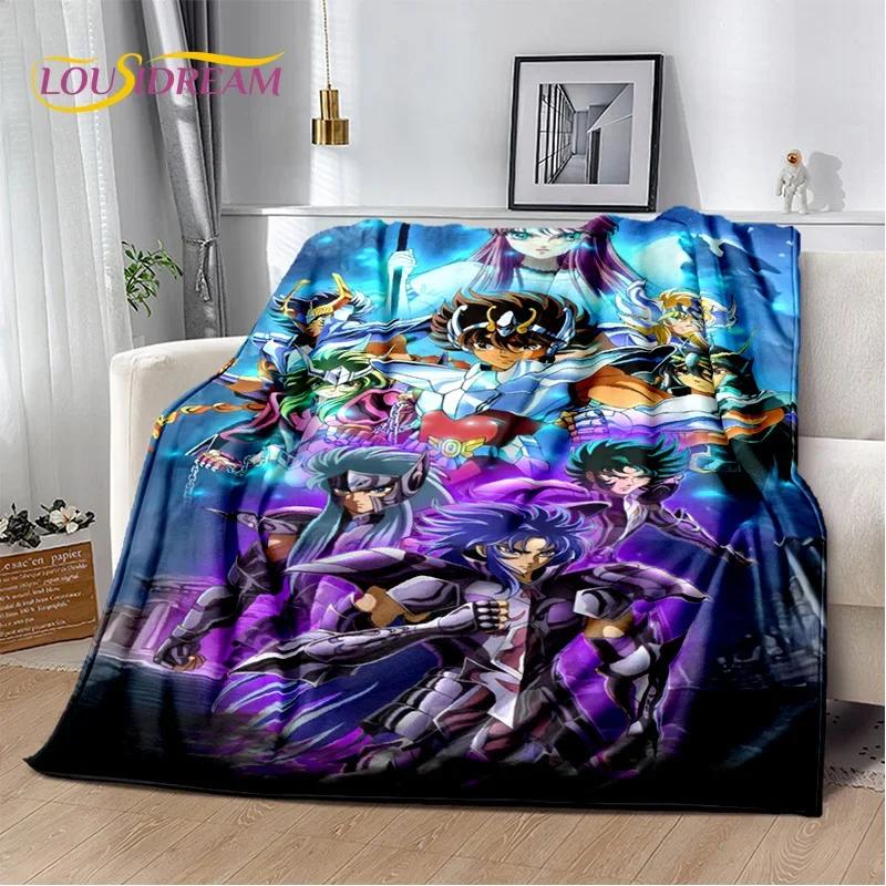 Animacinis Saint Seiya 3D Retro Anime HD Minkšti pledai, Šiltas flanelinis pledas piknikui, lovoms, sofai, namams, miegamajam, dovanos vaikams