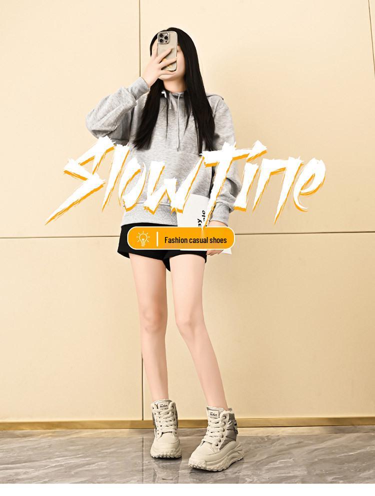 Damen High-Top Warme Freizeitschuhe - 2025 Herbst/Winter, Samtgefüttert, Dicke Sohle, Höhenverstärkende Baumwoll-Sneakers