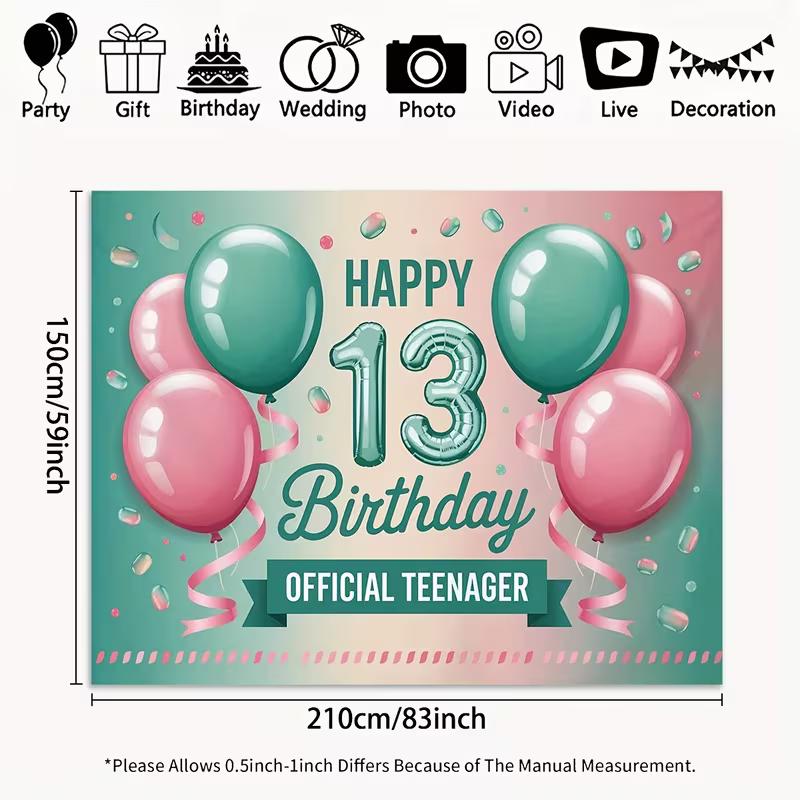 2D Pastell-Farbverlauf-Hintergrund für den 13. Geburtstag von Mädchen, moderne & trendige Partys