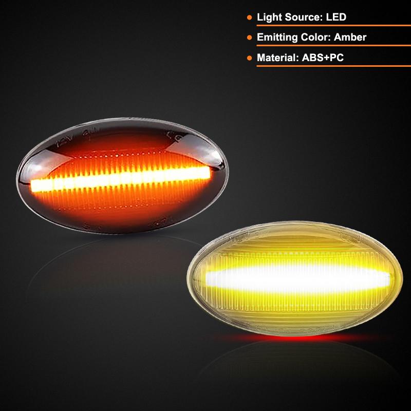 For Mini Cooper R50 R52 R53 Clear & Smoked Lens LED Side Marker Lamp Fender Turn Signal Dynamic Amber Lights