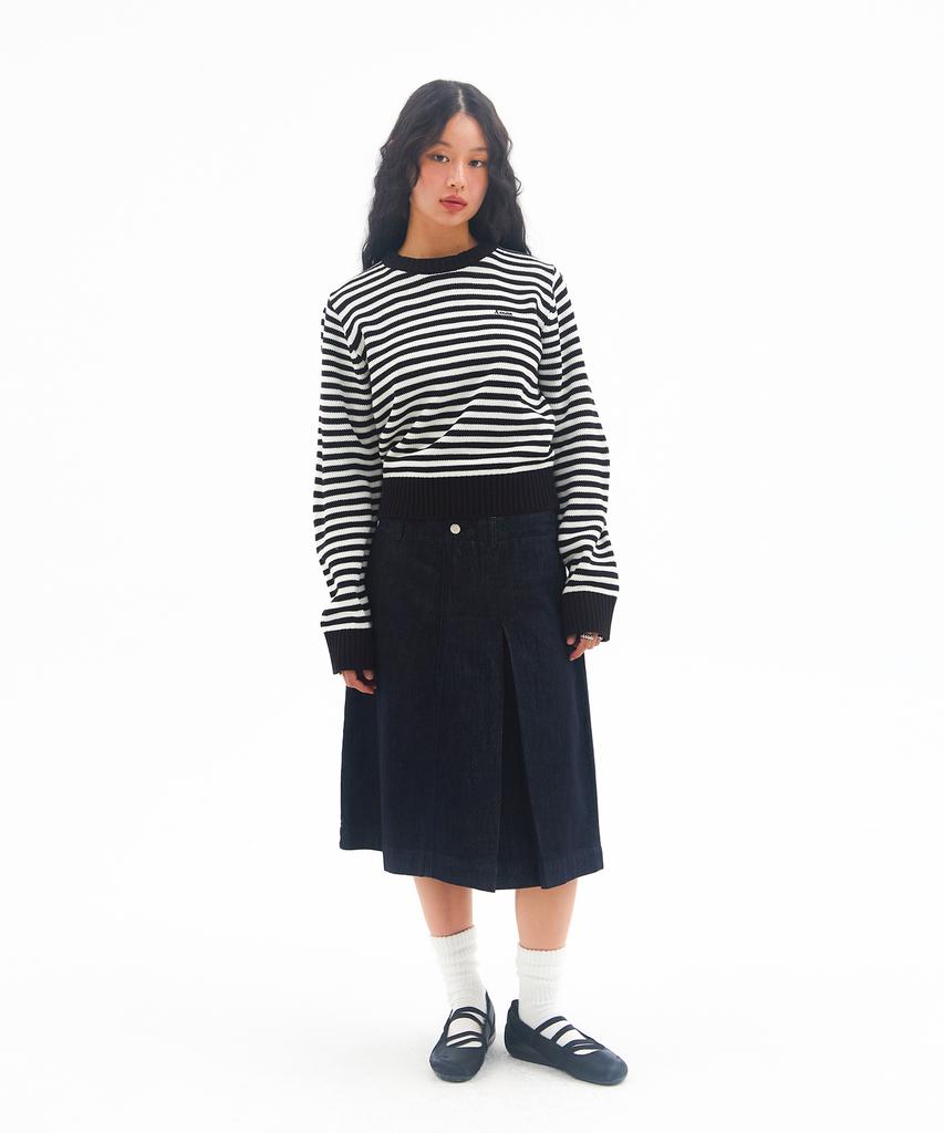 AMES-WORLDWIDE Basic Small Logo Stripe Knit Black