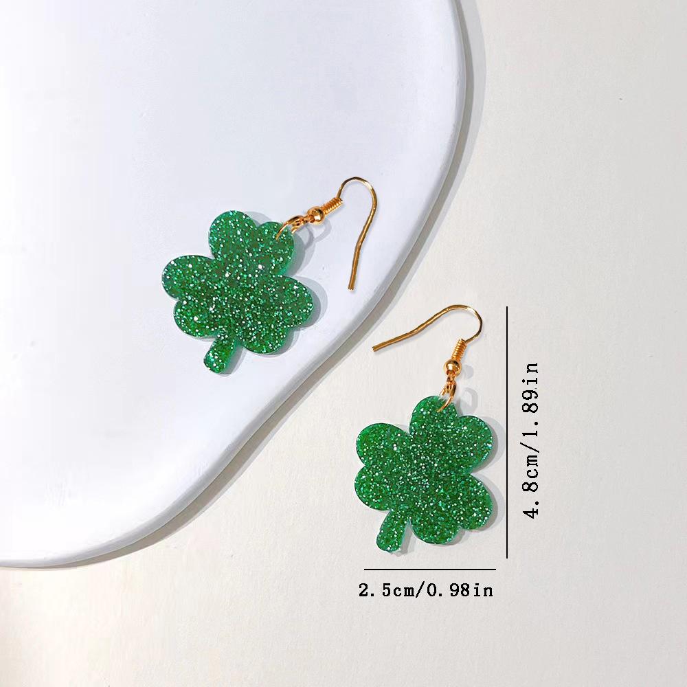 Green Clover Earrings Earrings Small Fresh Pastoral Acrylic Material Exquisite Small Earrings