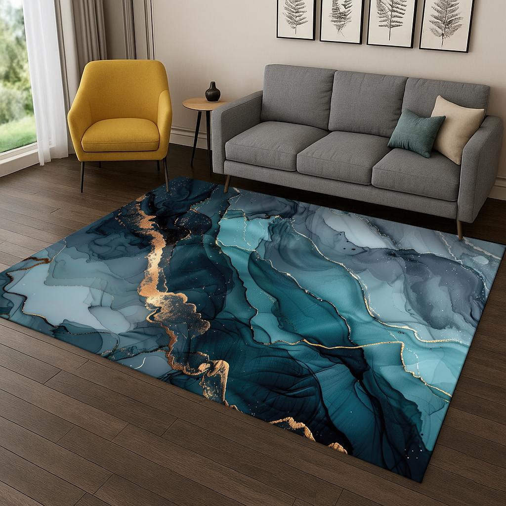 Τρισδιάστατο Χαλί με Μοτίβο Υφής Μαρμάρου για Σπίτι Υπνοδωμάτιο Σαλόνι Καναπέ Πατάκι Πόρτας Διακόσμηση Κουζίνας, Παιδικό Παιχνίδι Αντιολισθητικό Πατάκι Δαπέδου Δώρο