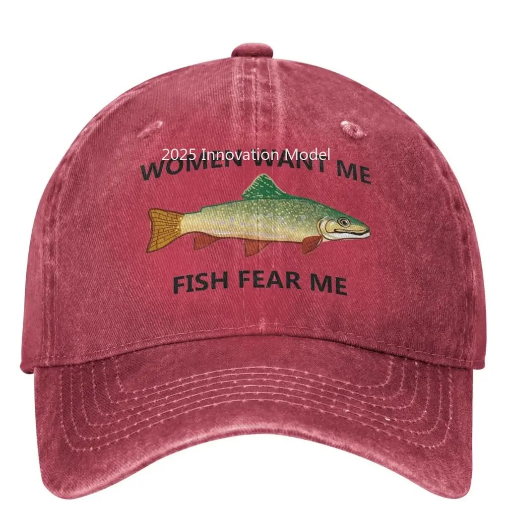 Women Want Me Casual Baseball Cap Spring Fish Fear Me Trucker Hat Wholesale Hunting Camping Cap Fashion Baseball Caps